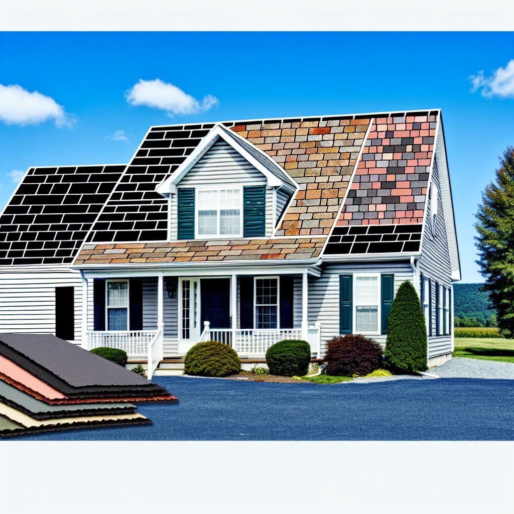 A house with a stack of shingles in front of it