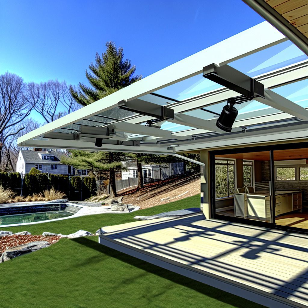 A house with a glass roof and sliding glass doors