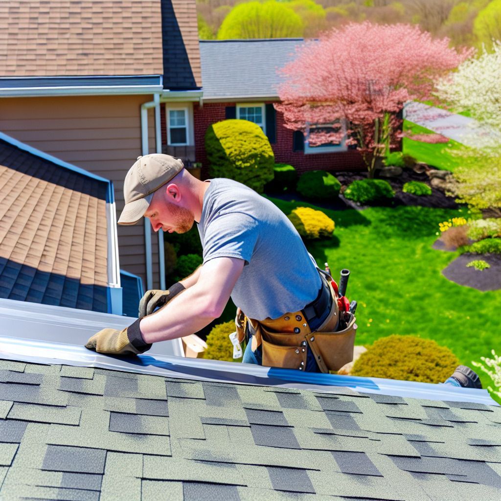 A man is working on the roof of a house.