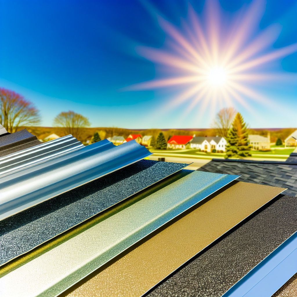 A stack of roofing shingles with the sun shining in the background