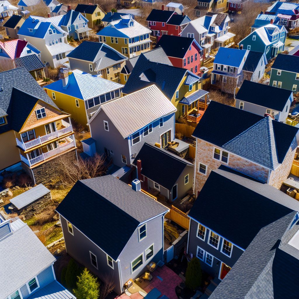 An aerial view of a residential neighborhood with lots of houses
