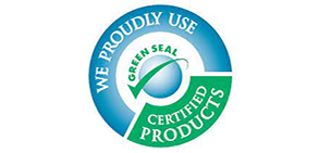 Green Seal logo with the words "We Proudly Use Certified Products."
