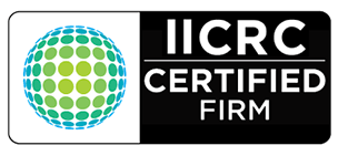 IICRC Certified Firm logo with a sphere made of green and blue dots.