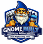 Logo for Gnome Built LLC: cartoon gnome holding a hammer and paintbrush, with blue-and-white text.