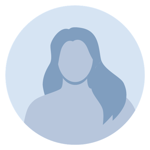 A silhouette of a woman with long hair in a blue circle.