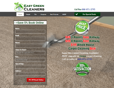 carpet cleaning lead generation website