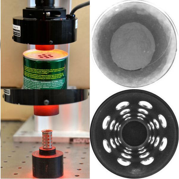 Hypercentric borescope views of cleanser can and filter
