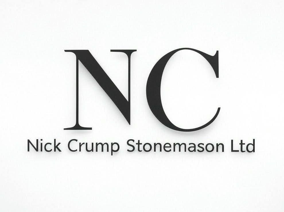 A black and white logo for nick crump stonemason ltd