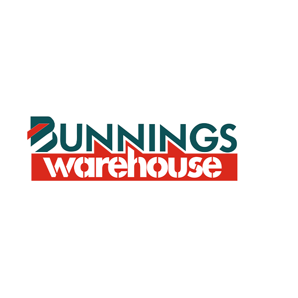 Bunnings Warehouse logo with red and green text.
