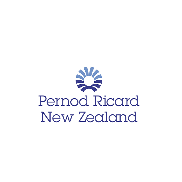 Pernod Ricard New Zealand logo: blue floral design above company name in blue text.