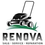 Logo for en plæneklipper, græs og navnet 