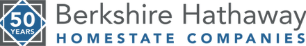 Berkshire Hathaway HomeServices logo with a blue “50 years” badge.