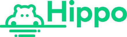 Green “Hippo” logo with a stylized hippo face above the wordmark and an underline