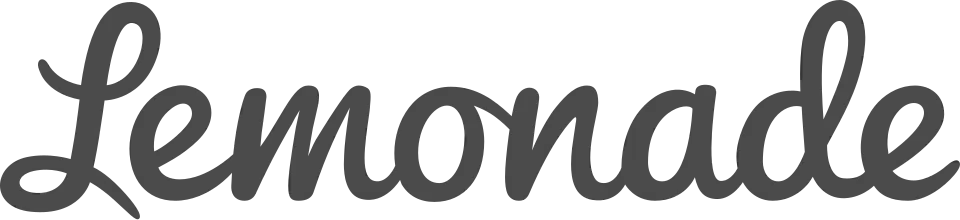 White cursive word “Lemonade” on a light background.