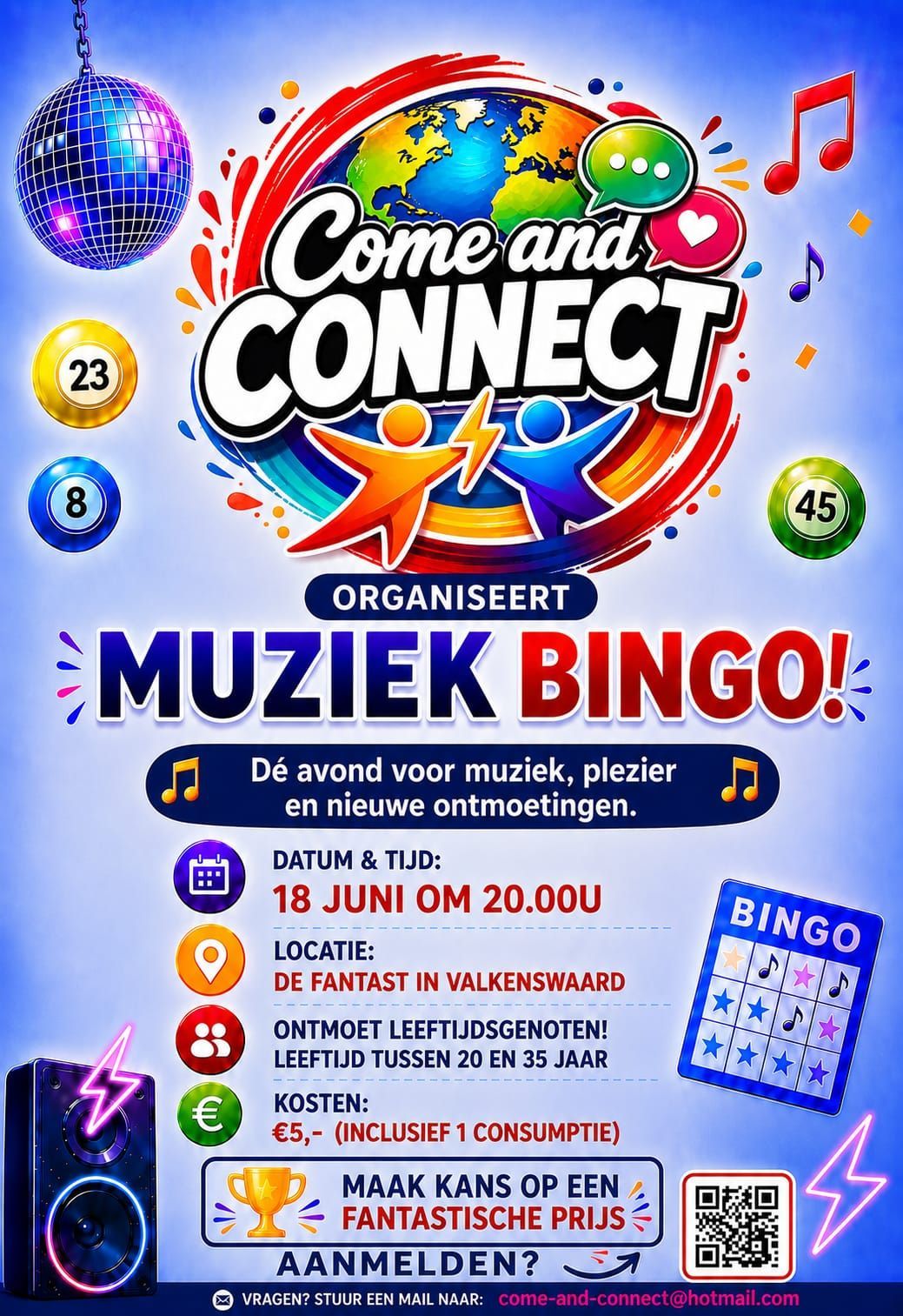 Muziekbingo van Come and Connect