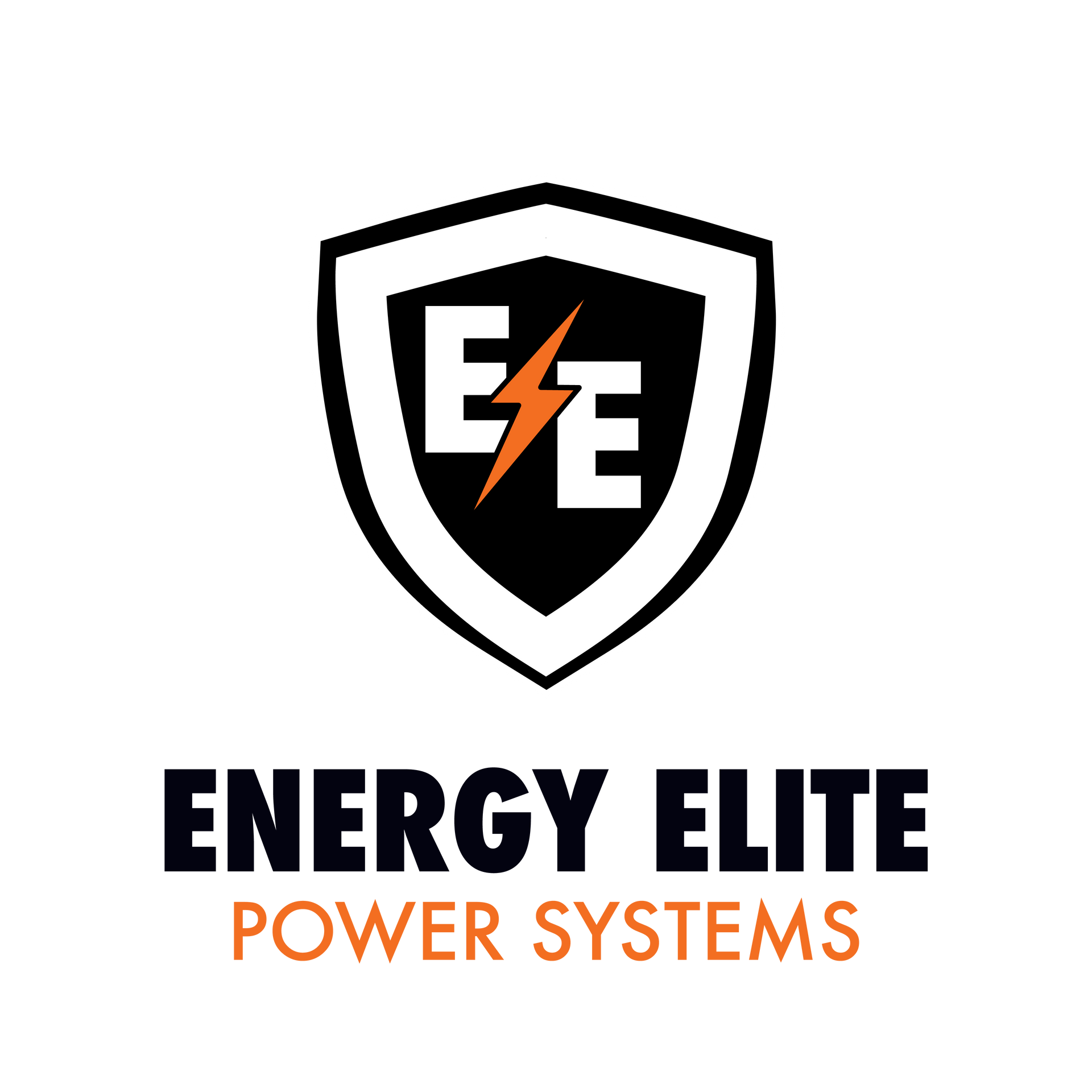 Logo for Energy Elite Power Systems. It has a 3D "EE" with orange lightning bolts and text below.