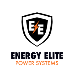 Logo for Energy Elite Power Systems. It has a 3D "EE" with orange lightning bolts and text below.
