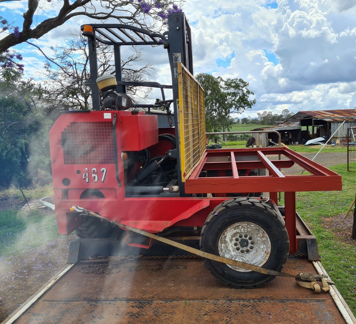 Large Red Moffett Forklift — Deliveries in Gin Gin, QLD