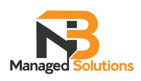 The logo for managed solutions is orange and black