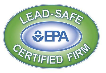 The lead safe epa certified firm logo is green and blue