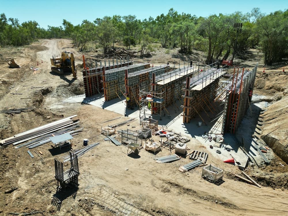 An Aerial View Of A Construction Site With A Bulldozer — Lohman Contracting in Biloela, QLD