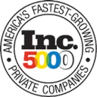 Inc. 5000 award logo: black circle with 