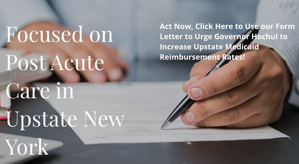 Person writing a letter to urge Governor Hochul to increase Medicaid reimbursement rates in Upstate NY.