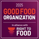 A dark purple square badge with white text reading