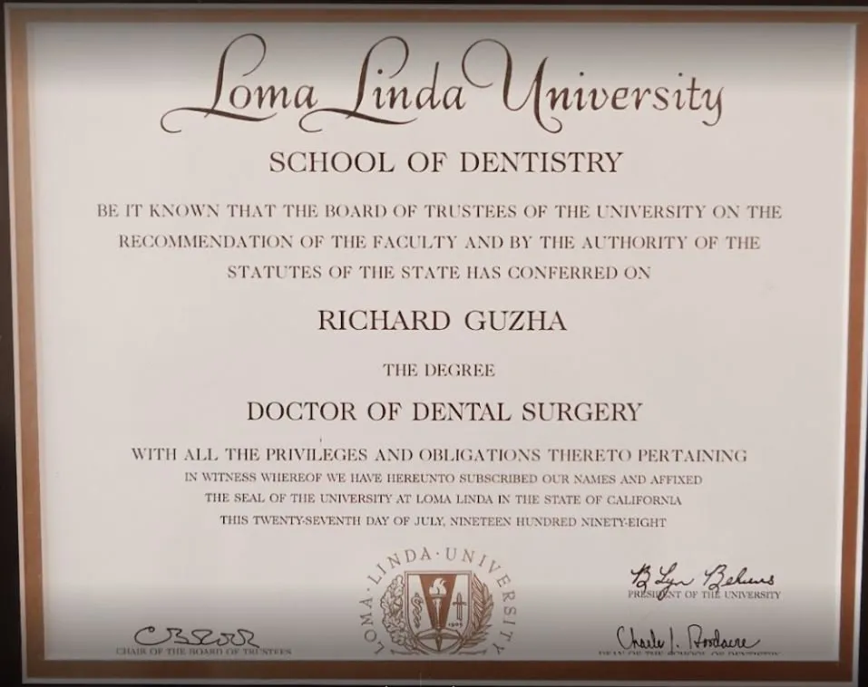 Dentist certificate