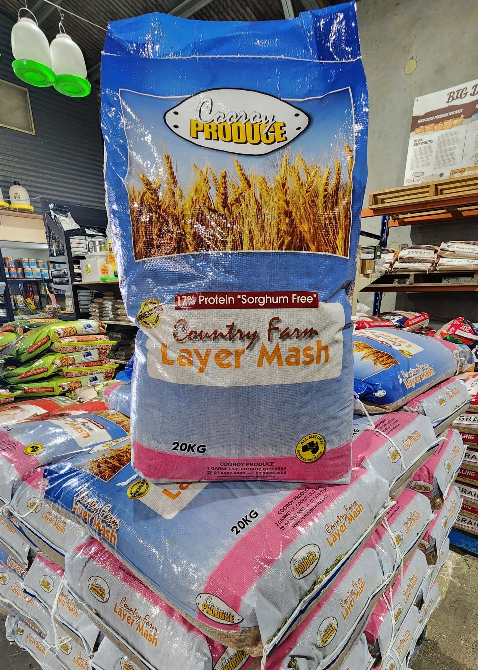 A Bag Of Layer Mash On A Pallet Of Bags — Cooroy Produce In Cooroy, QLD