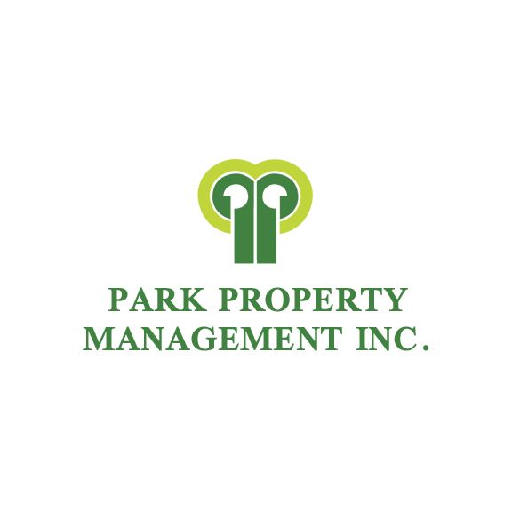 The logo for park property management inc. is green and white.