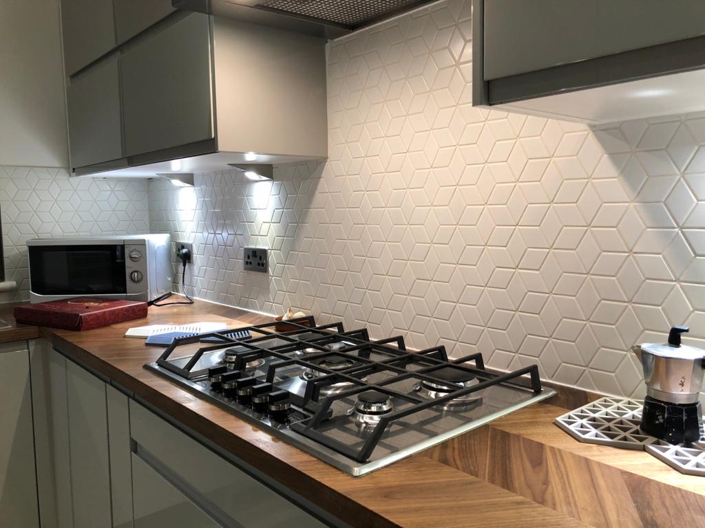 Tiled kitchen wall