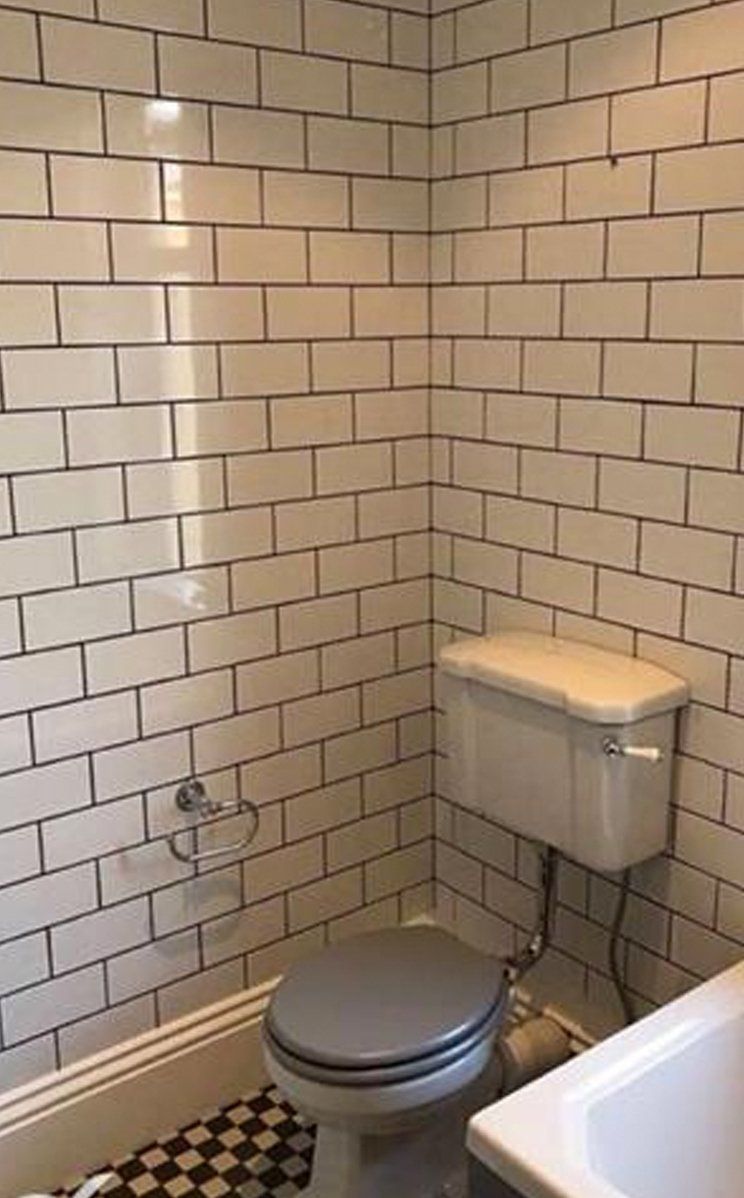 Tiled wall in bathroom