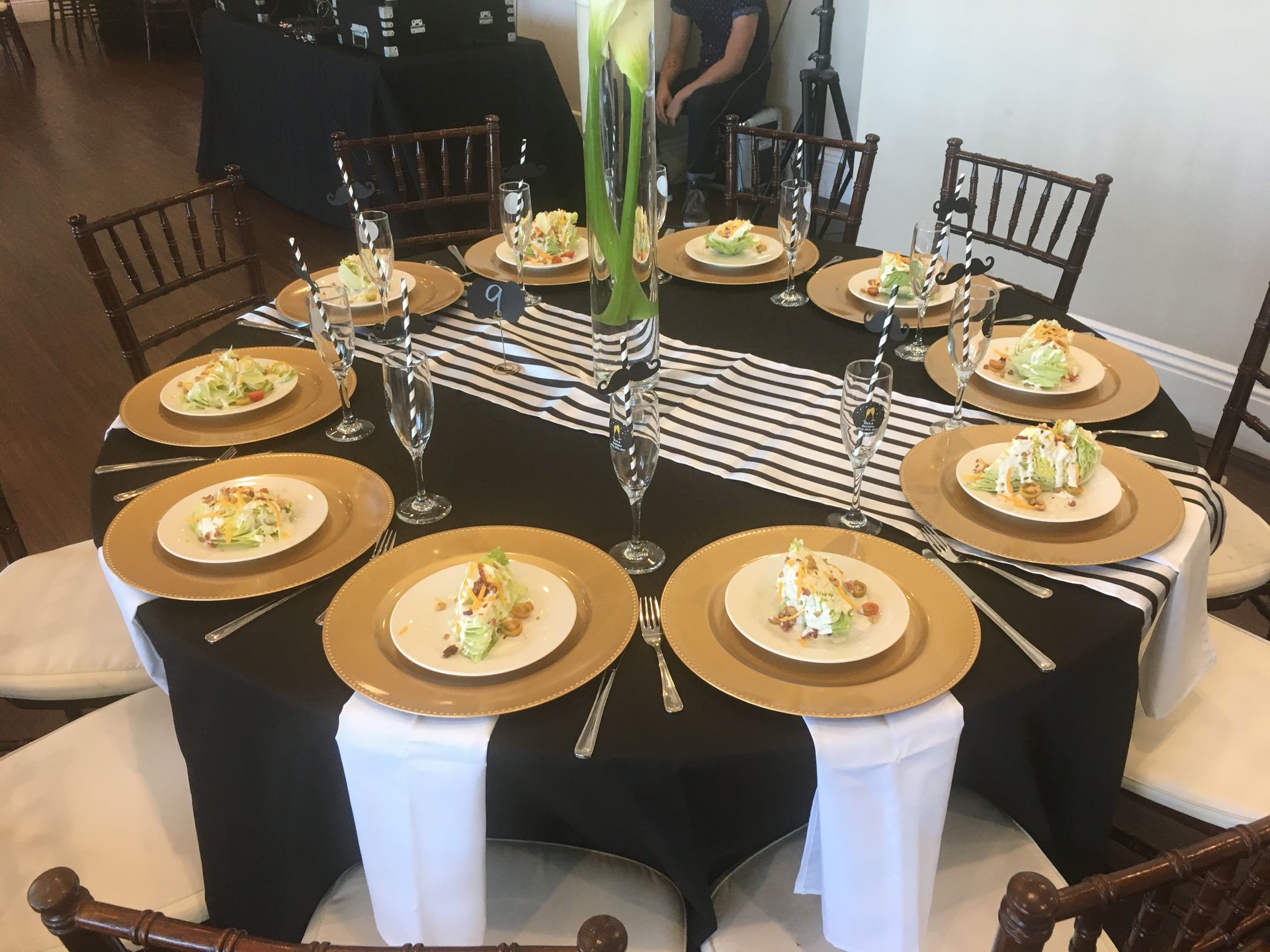 Table Set With Black and Gold Theme