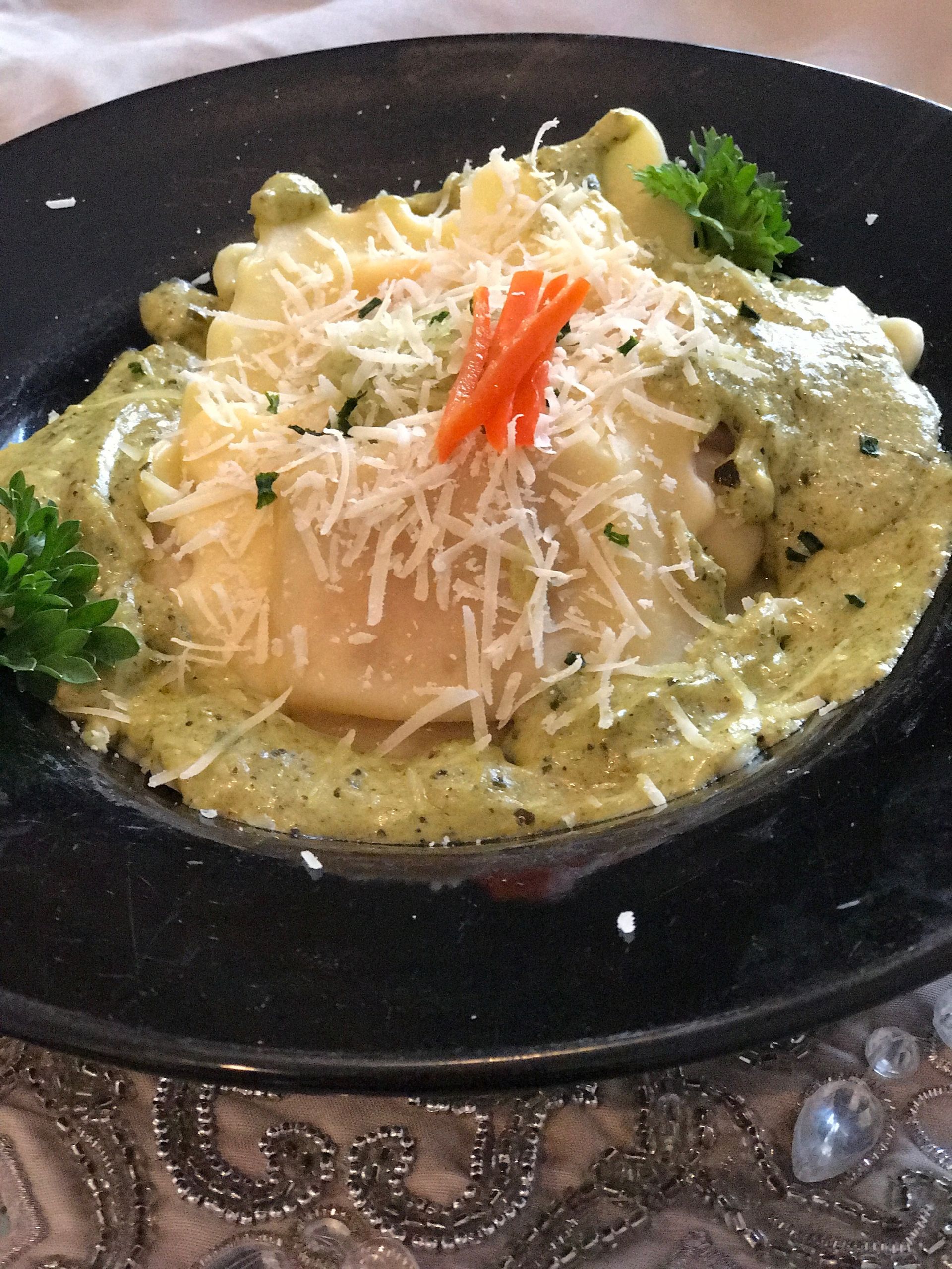 A close up of a plate of food on a table