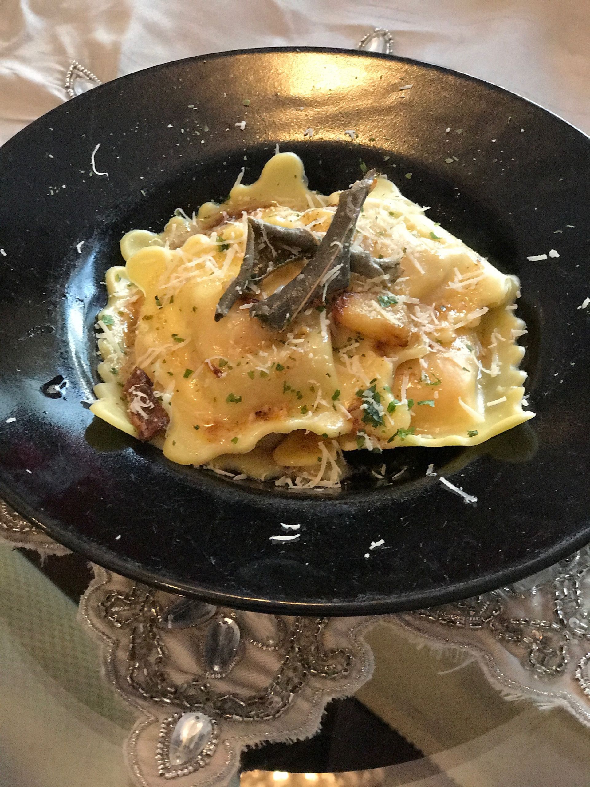 A close up of a plate of food on a table