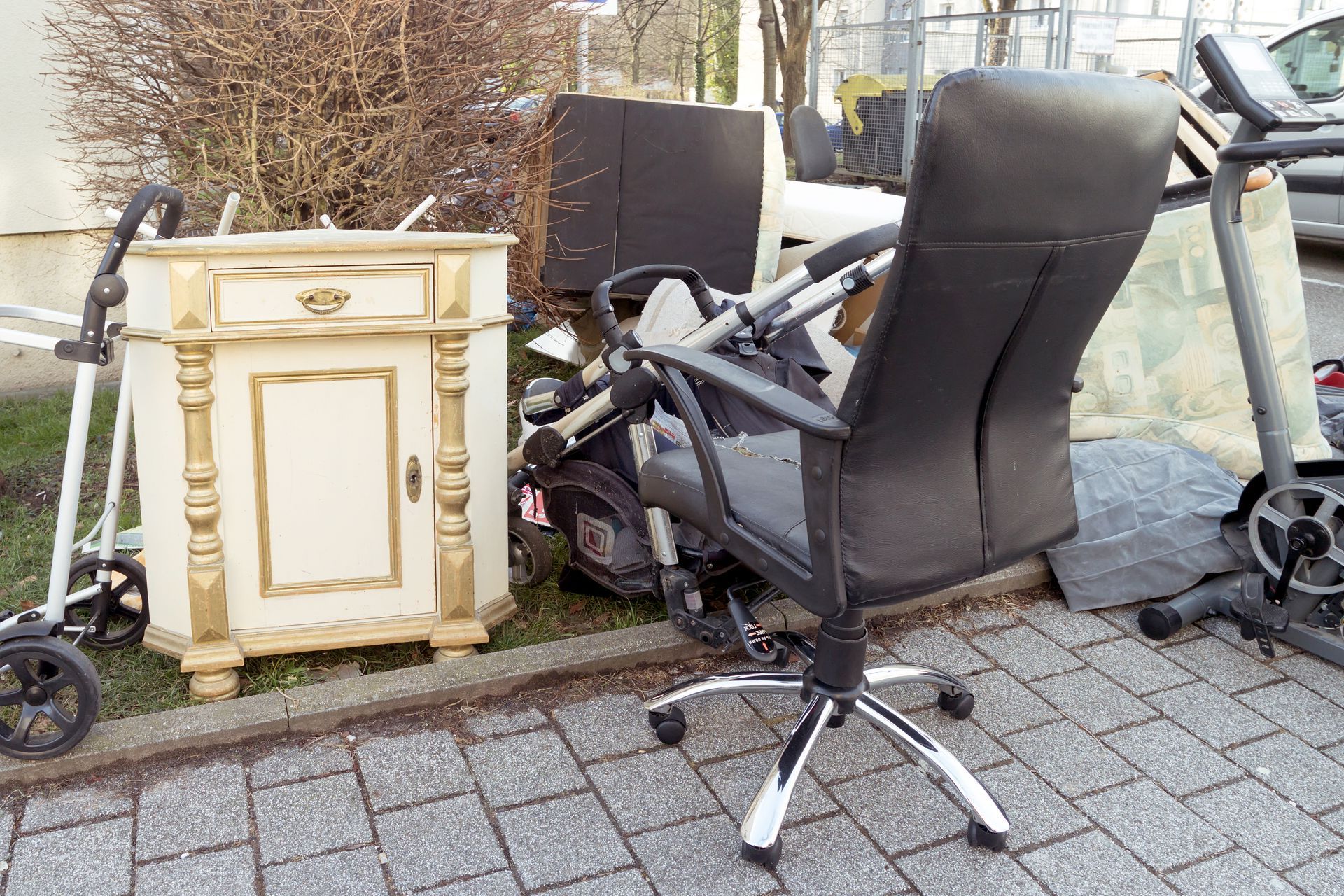 pile of unwanted old furniture