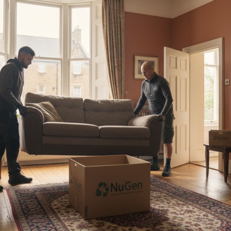 Before house clear-out in Edinburgh showing furniture and belongings ready for removal