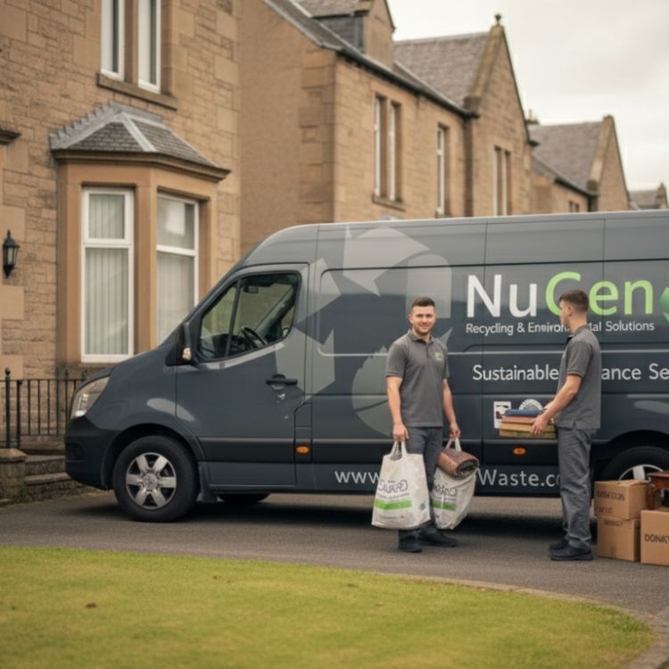 Professional team sorting items during house emptying in Edinburgh before recycling and donation