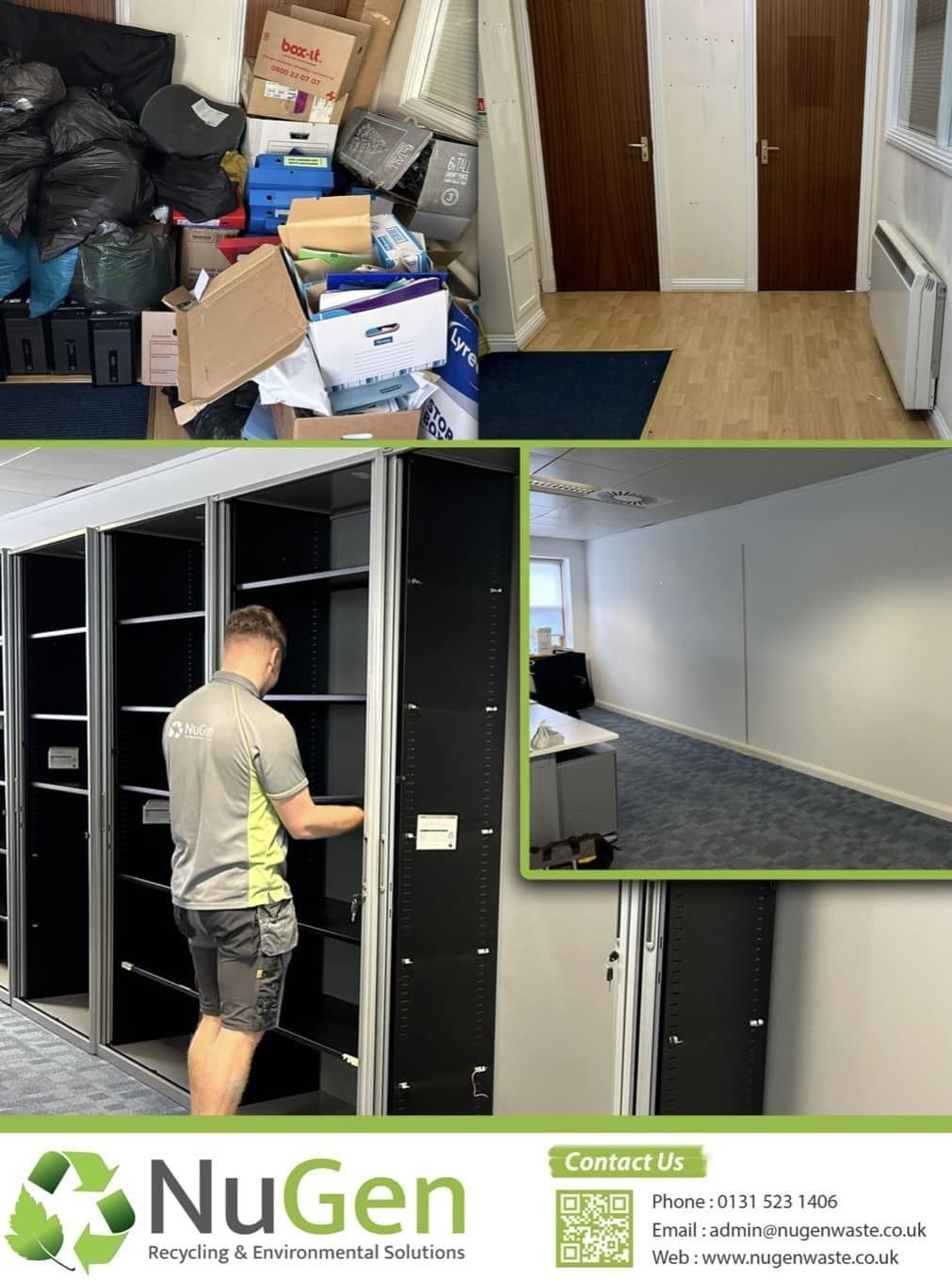 NuGen worker dismantling office furniture during a responsible office clearance project in Edinburgh