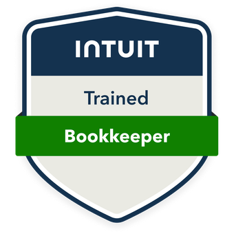 A badge that says `` trained bookkeeper '' on it.