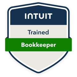 A badge that says `` trained bookkeeper '' on it.