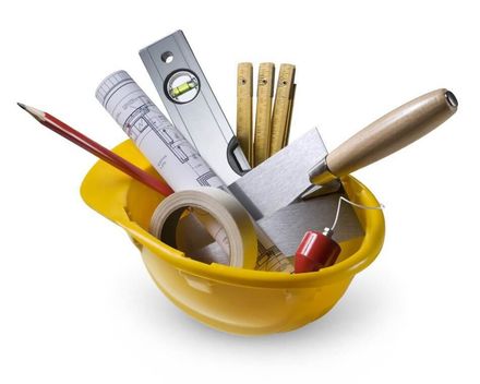 yellow helmet with work tools