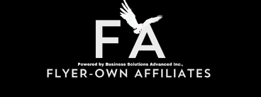 A black and white logo for flyer-owned affiliates