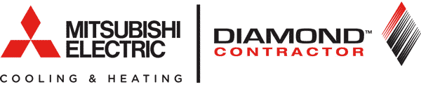 Logo for Mitsubishi Electric Cooling & Heating and their Diamond Contractor program.