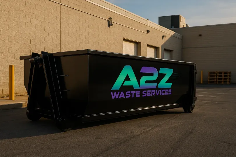 Black dumpster with