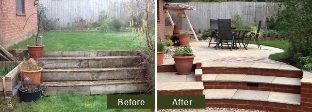 before and after garden cleaning