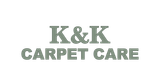 A logo for k & k carpet care on a white background.