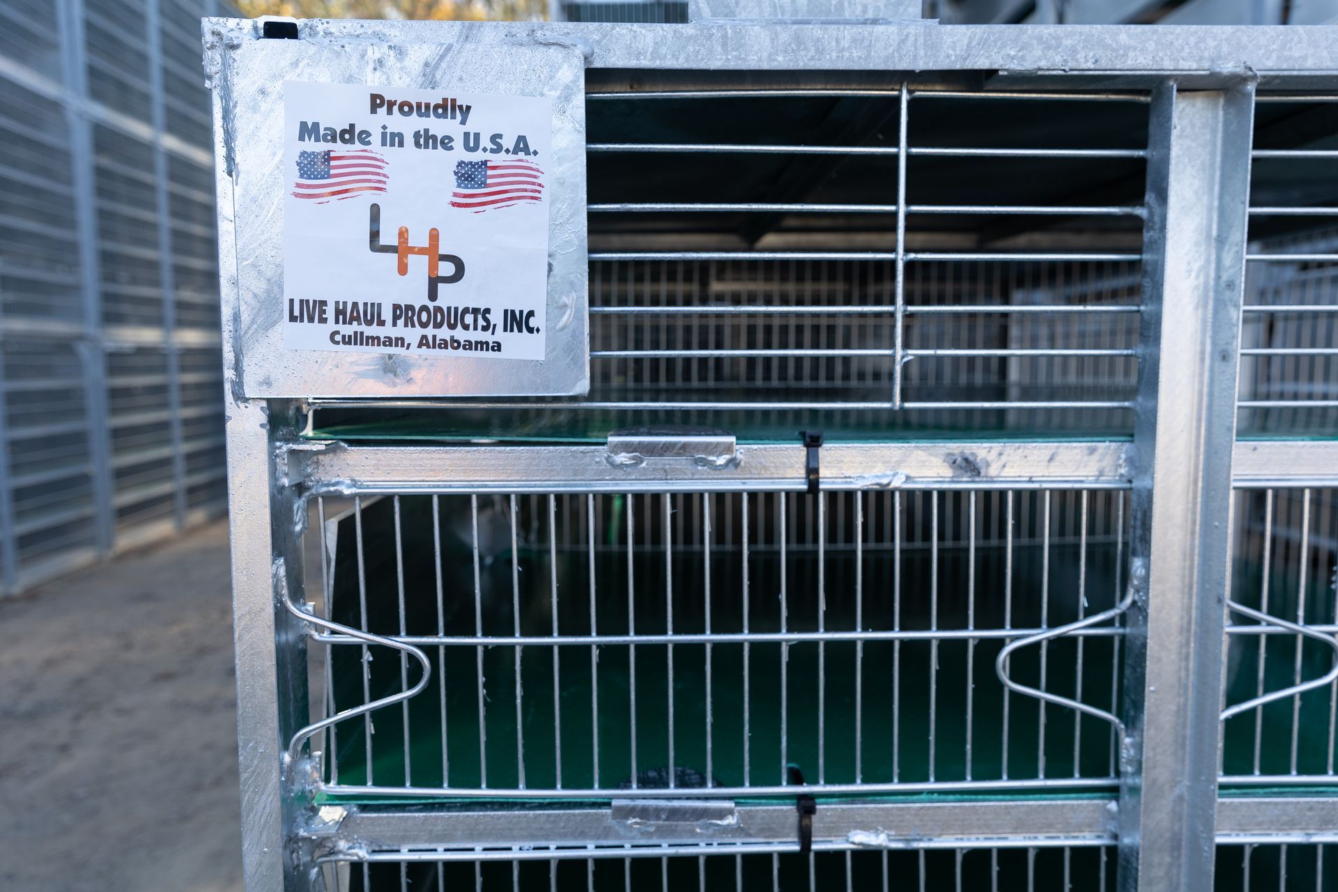 Close-up of a metal cage with 