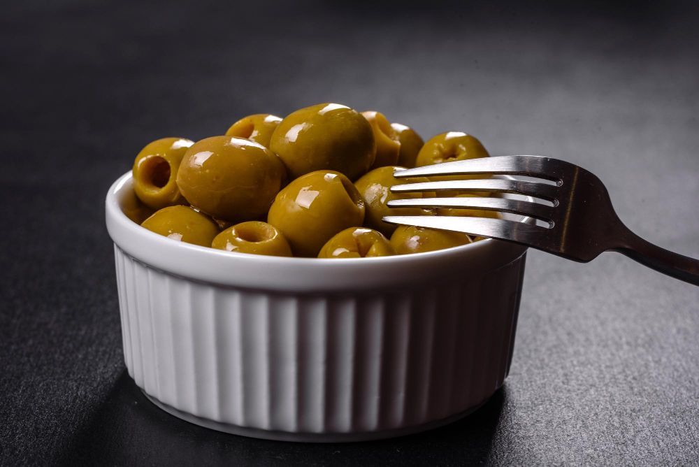 A small bowl of olives